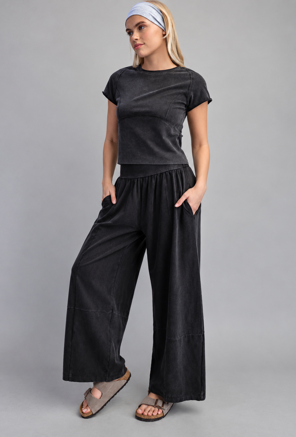 Ash Black Wide Leg Pants