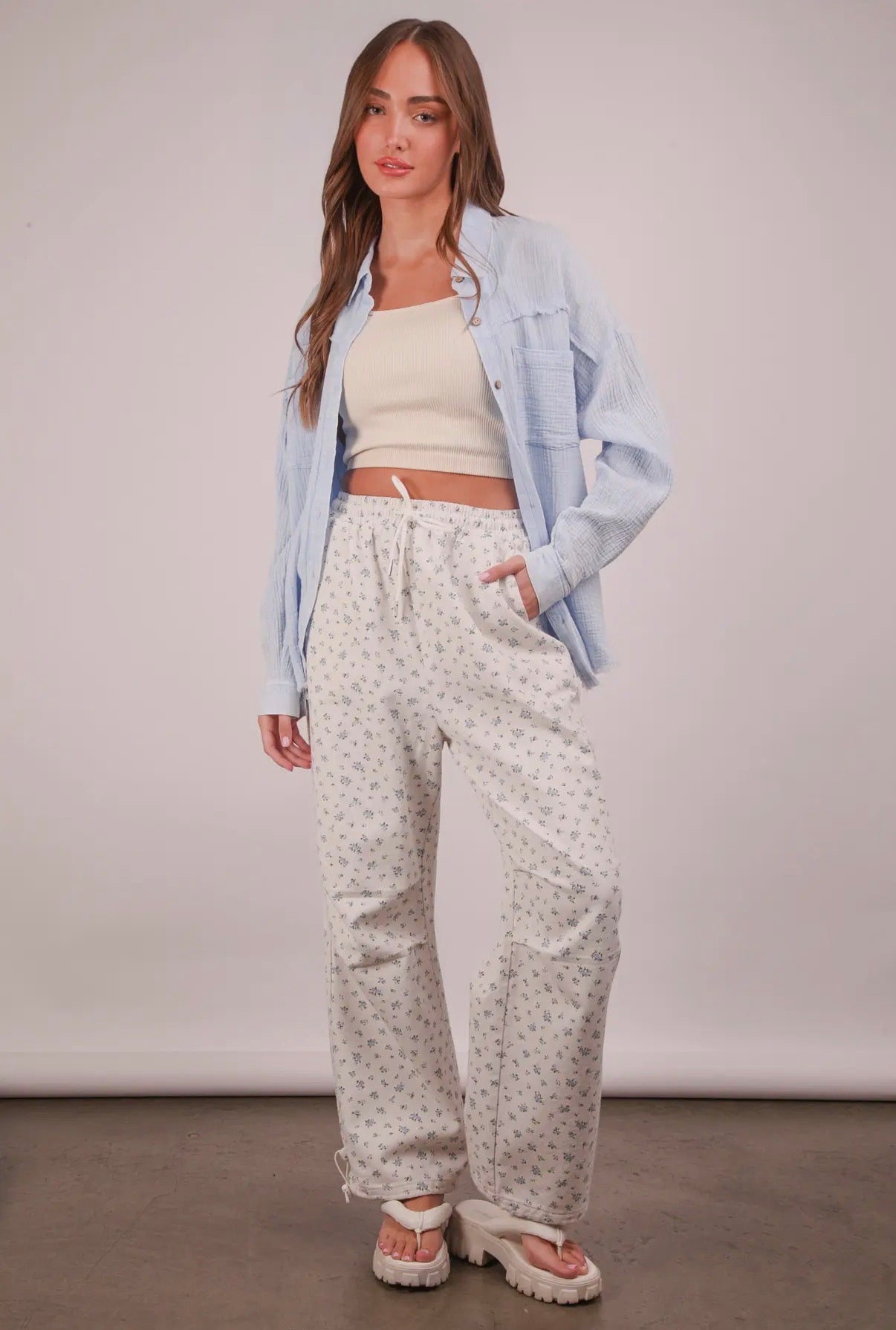 Floral Printed Parachute Pants