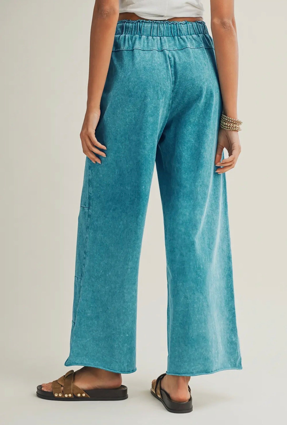 Mineral Wash High Waist Patched Pants