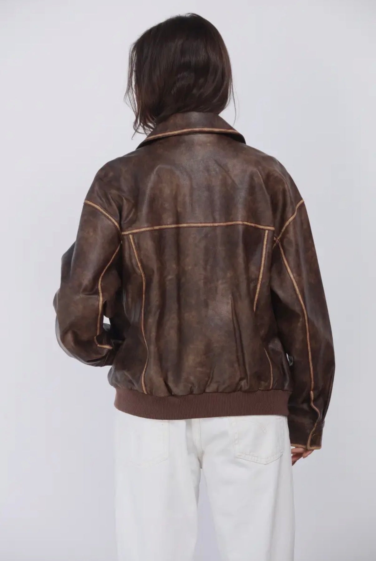 Leather Oversized Bomber Jacket