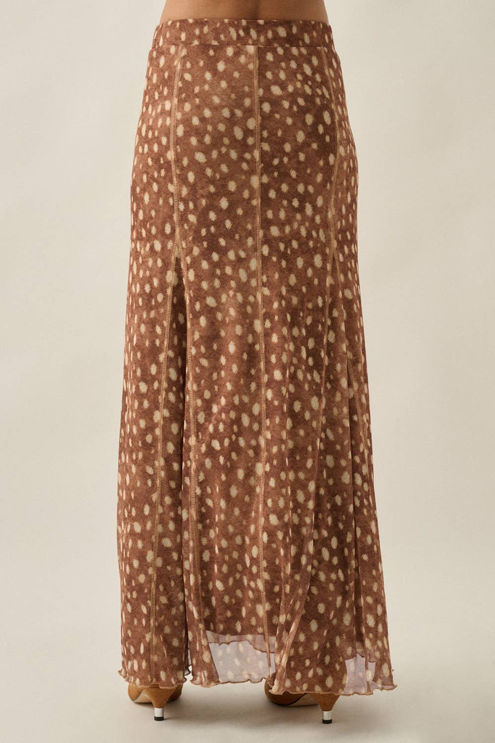 Fawn Polka Dot Mesh Maxi Skirt