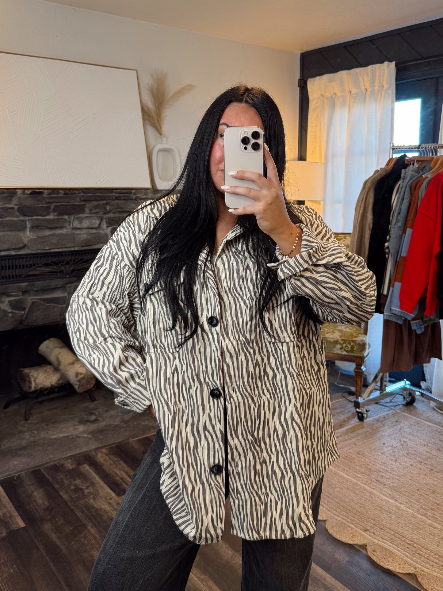 Zebra Button Up Shacket