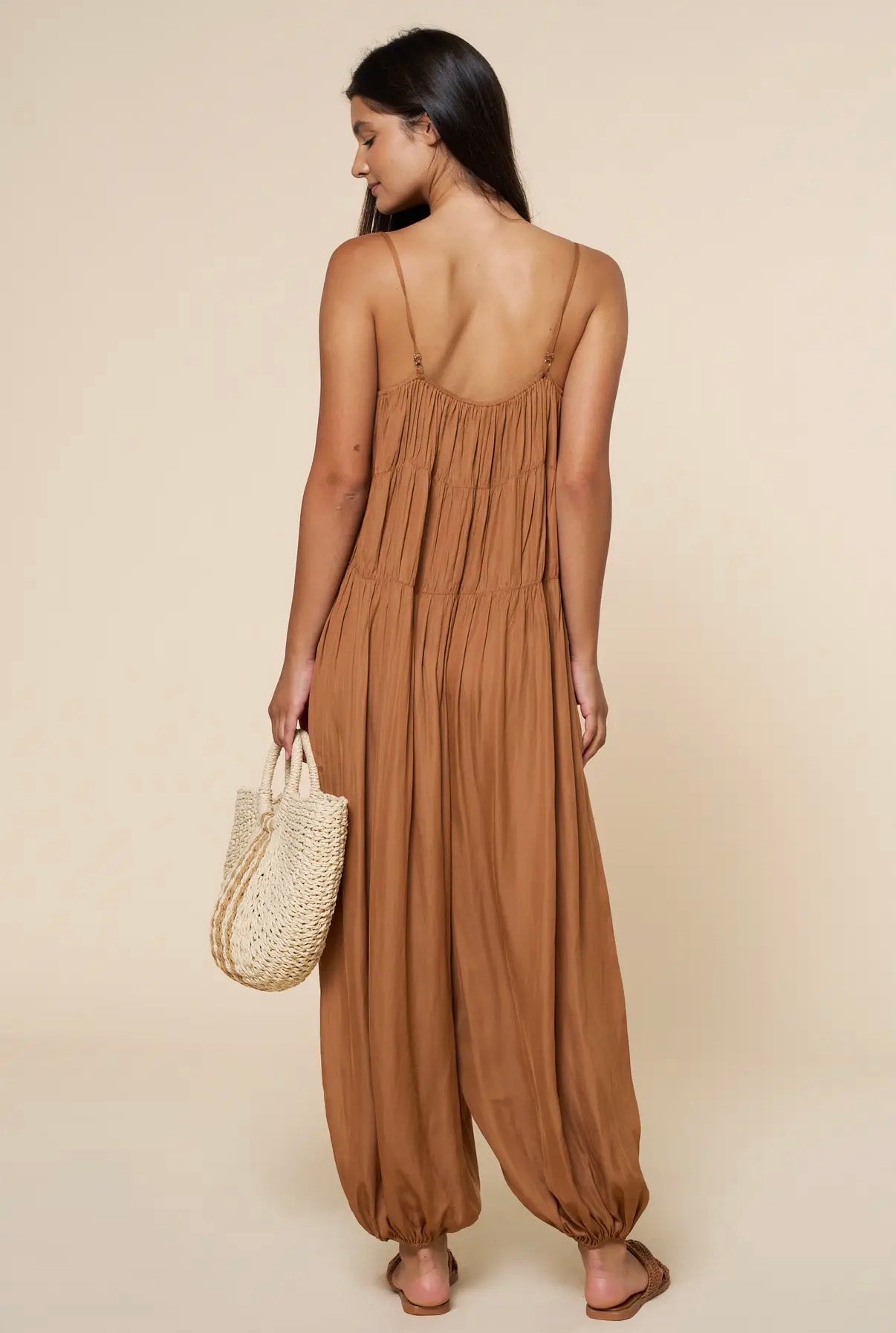 Ruched Tiered Jumpsuit