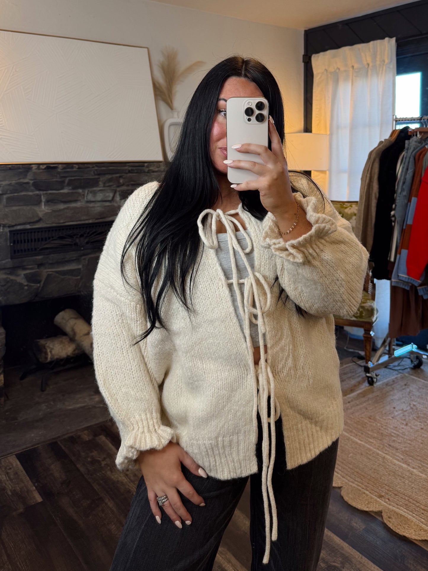 Front Tie Knit Cardigan