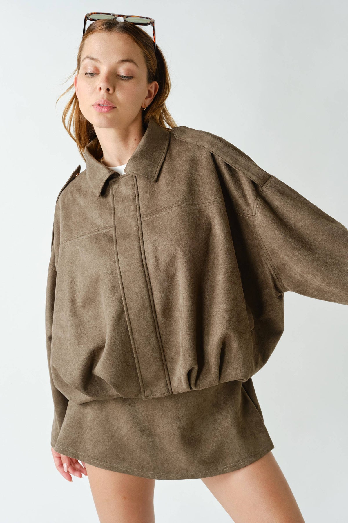 MOJAVE SUEDE-FINISH ZIP-FRONT JACKET