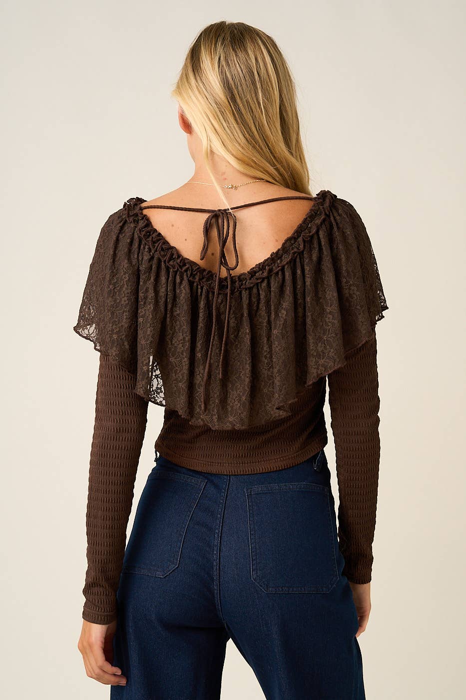 Lace Ruffle Long Sleeve Top