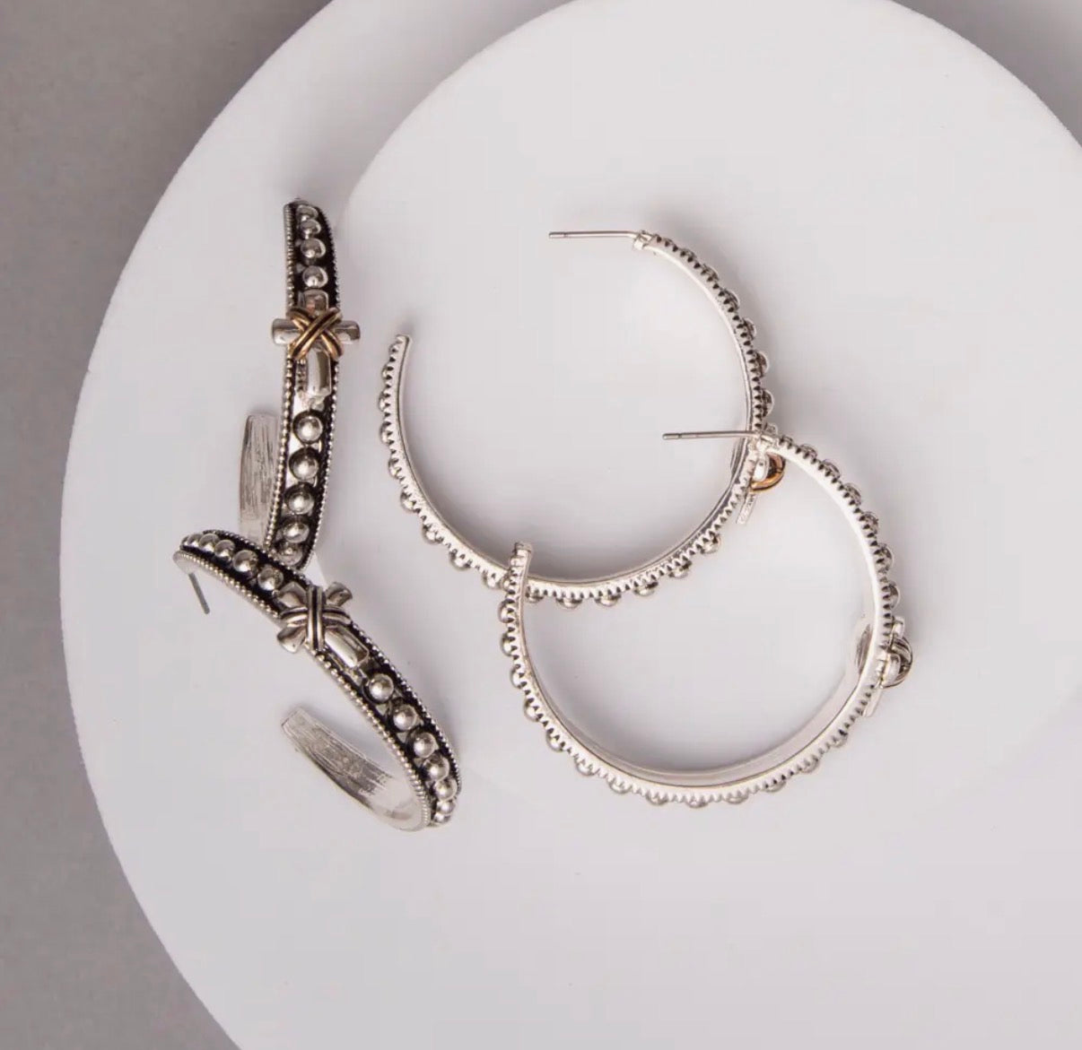 Western Cross Silver Hoop