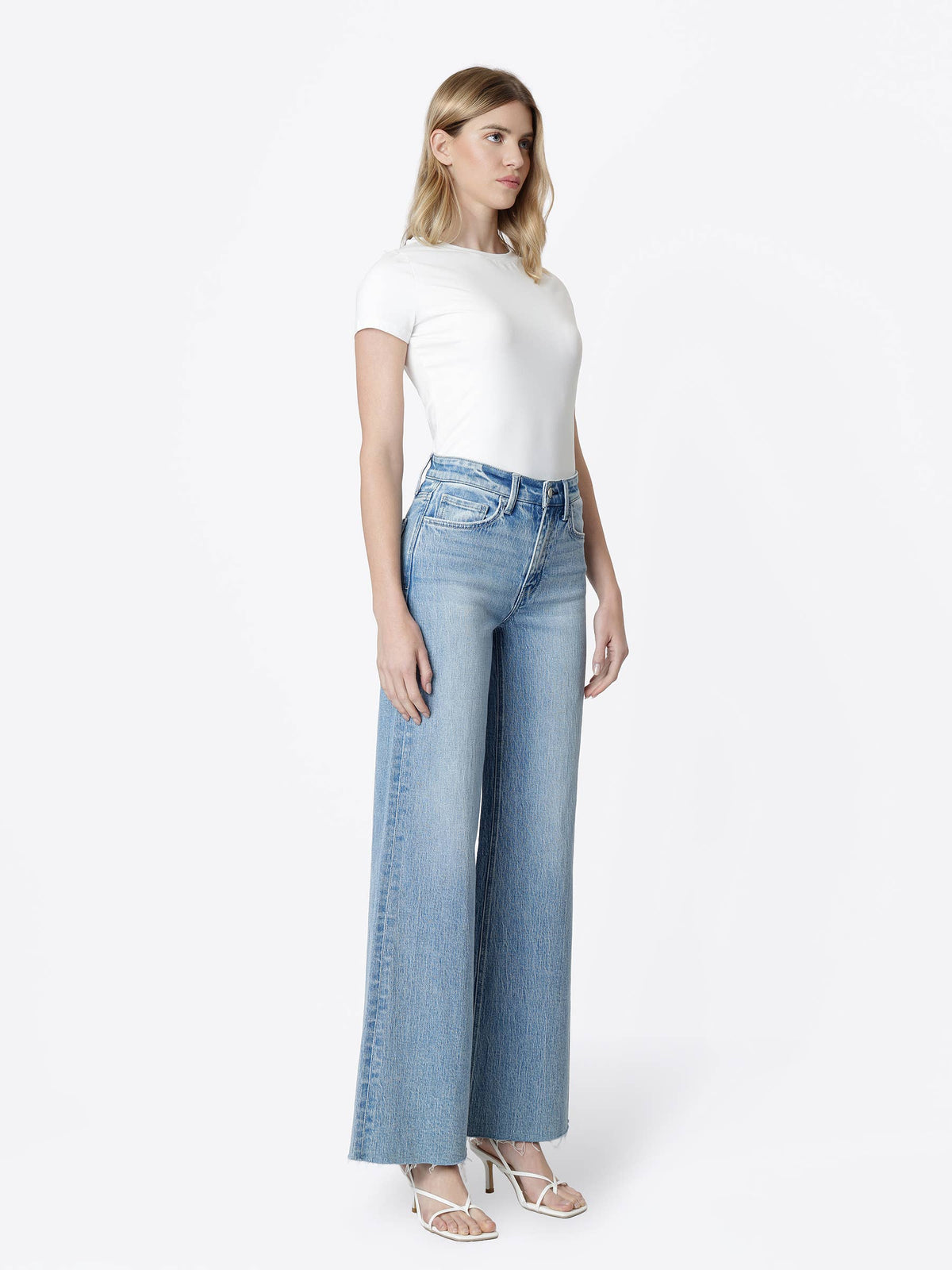 HADLEY CLEAN CUT RAW HEM WIDE JEANS
