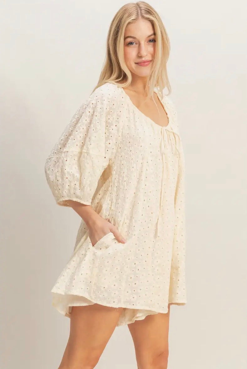 Eyelet Babydoll Romper