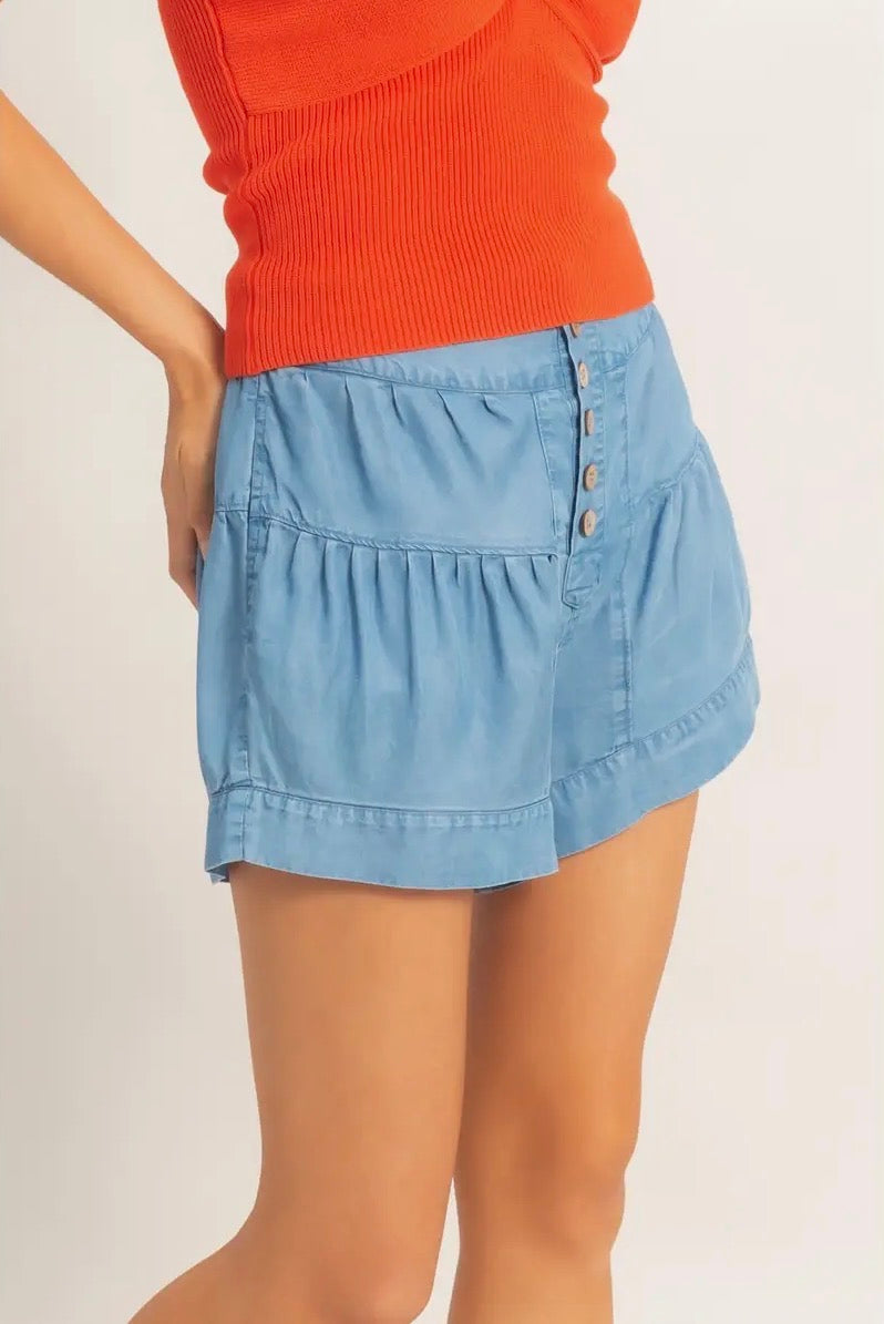 Denim Button Up Shorts
