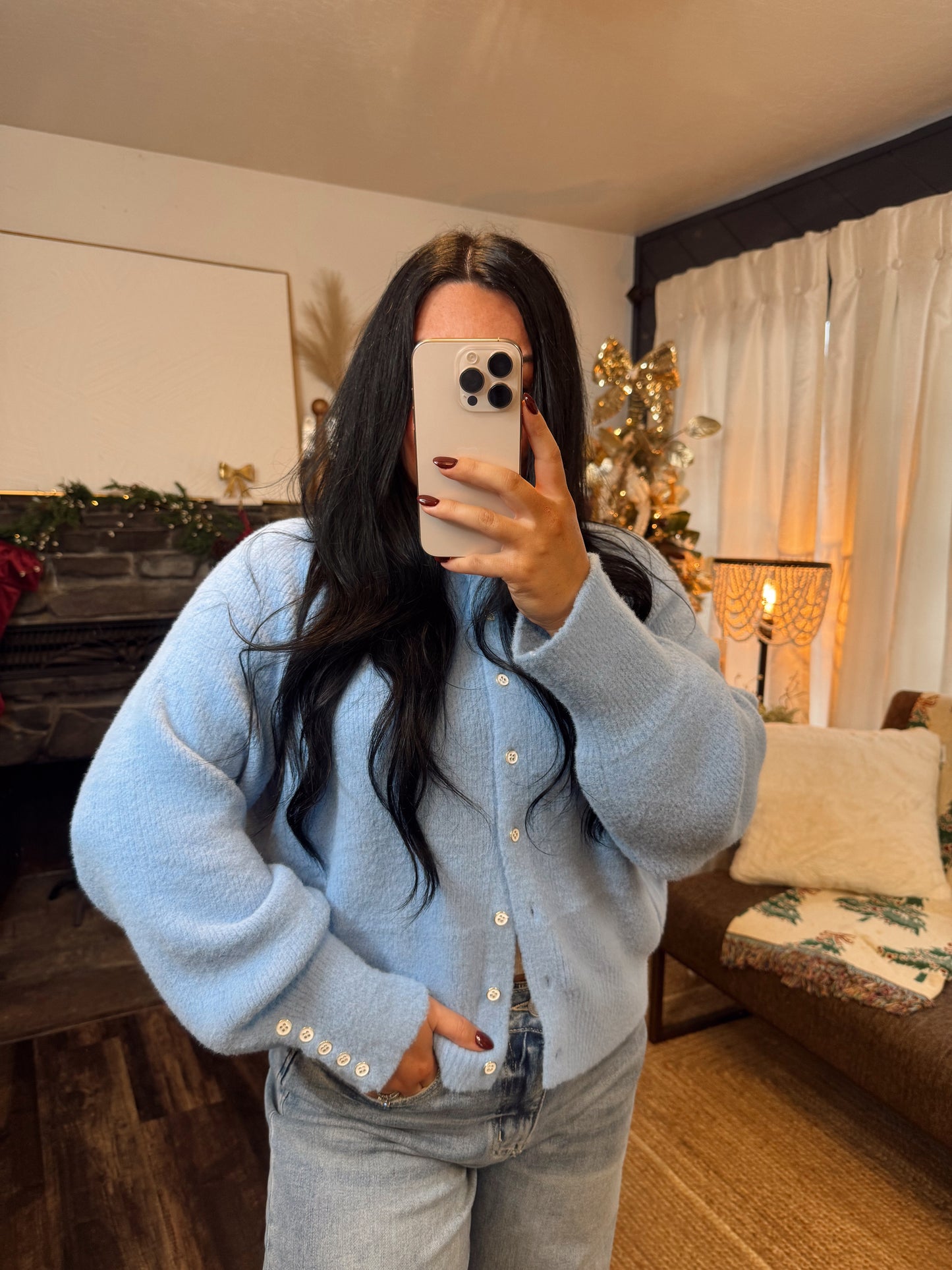 Icy Blue Button Up Cardigan