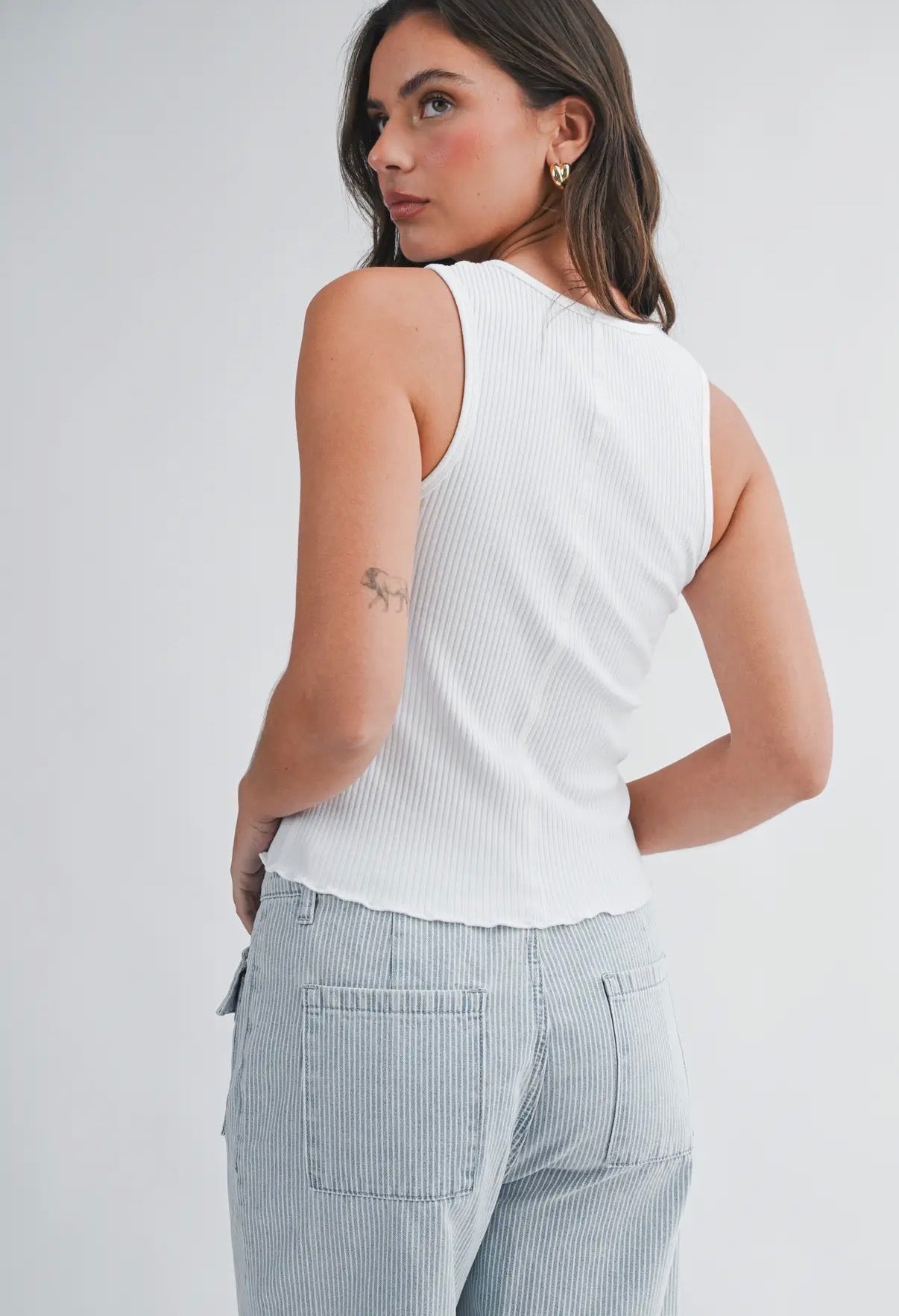 Ribbed Scoop Neck Tank Top