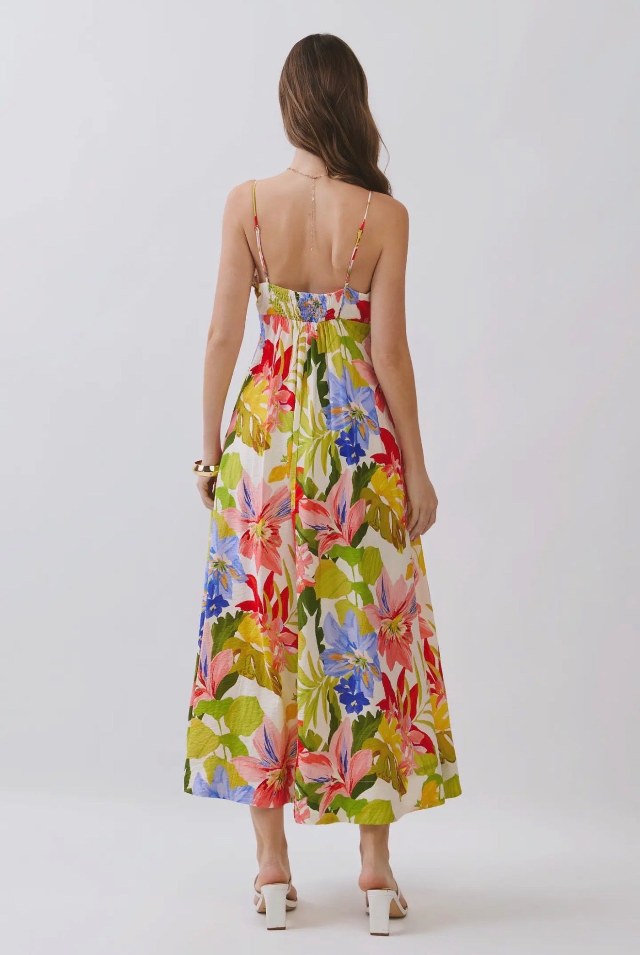 Tropical Floral Cami Midi Dress