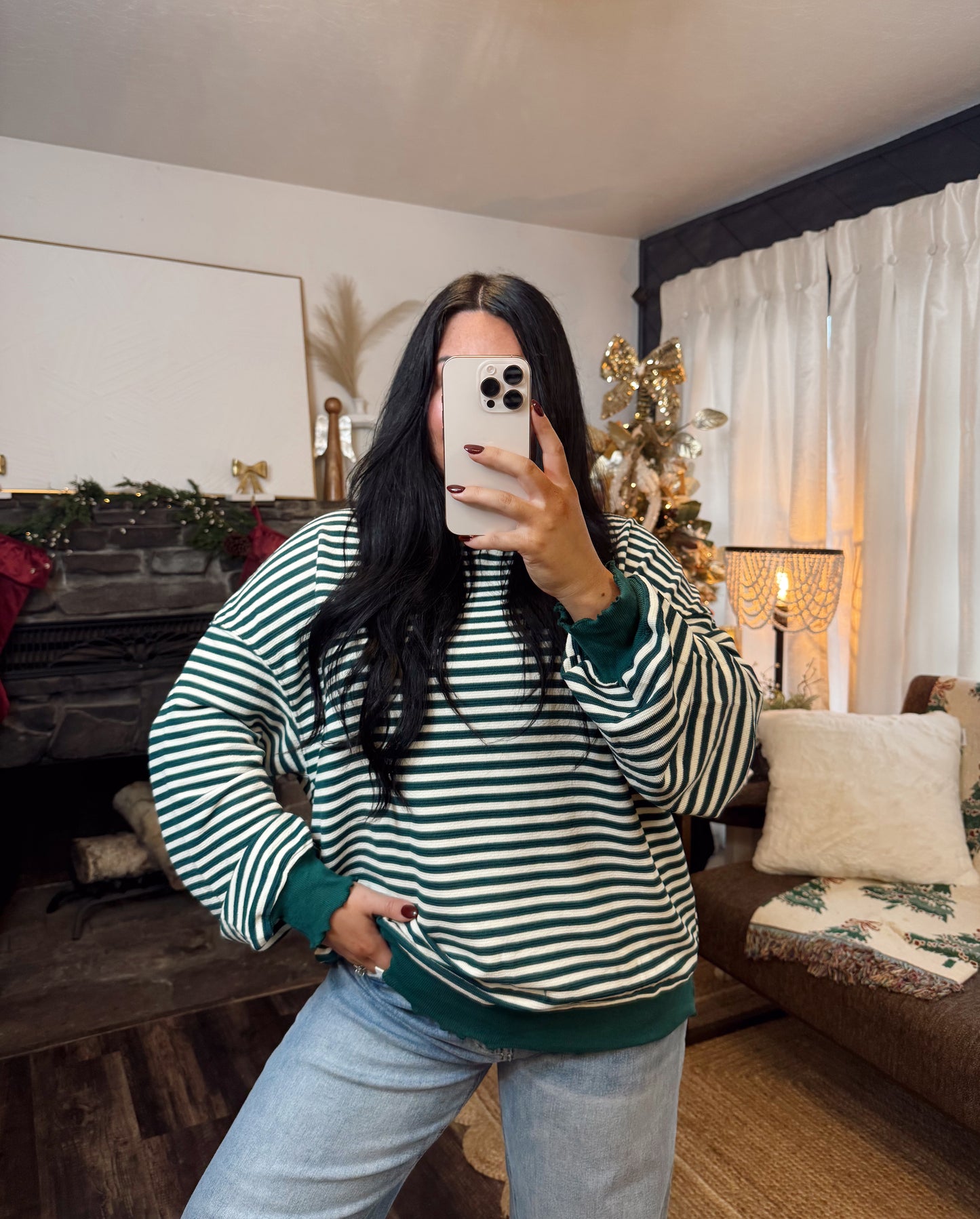 Emerald Stripe Long Sleeve Top
