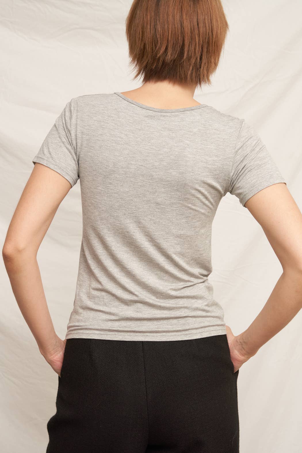 Short Sleeve Scoop Neck Padded Top