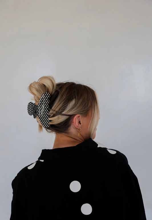 OVERSIZED Black Polka Dot Clip