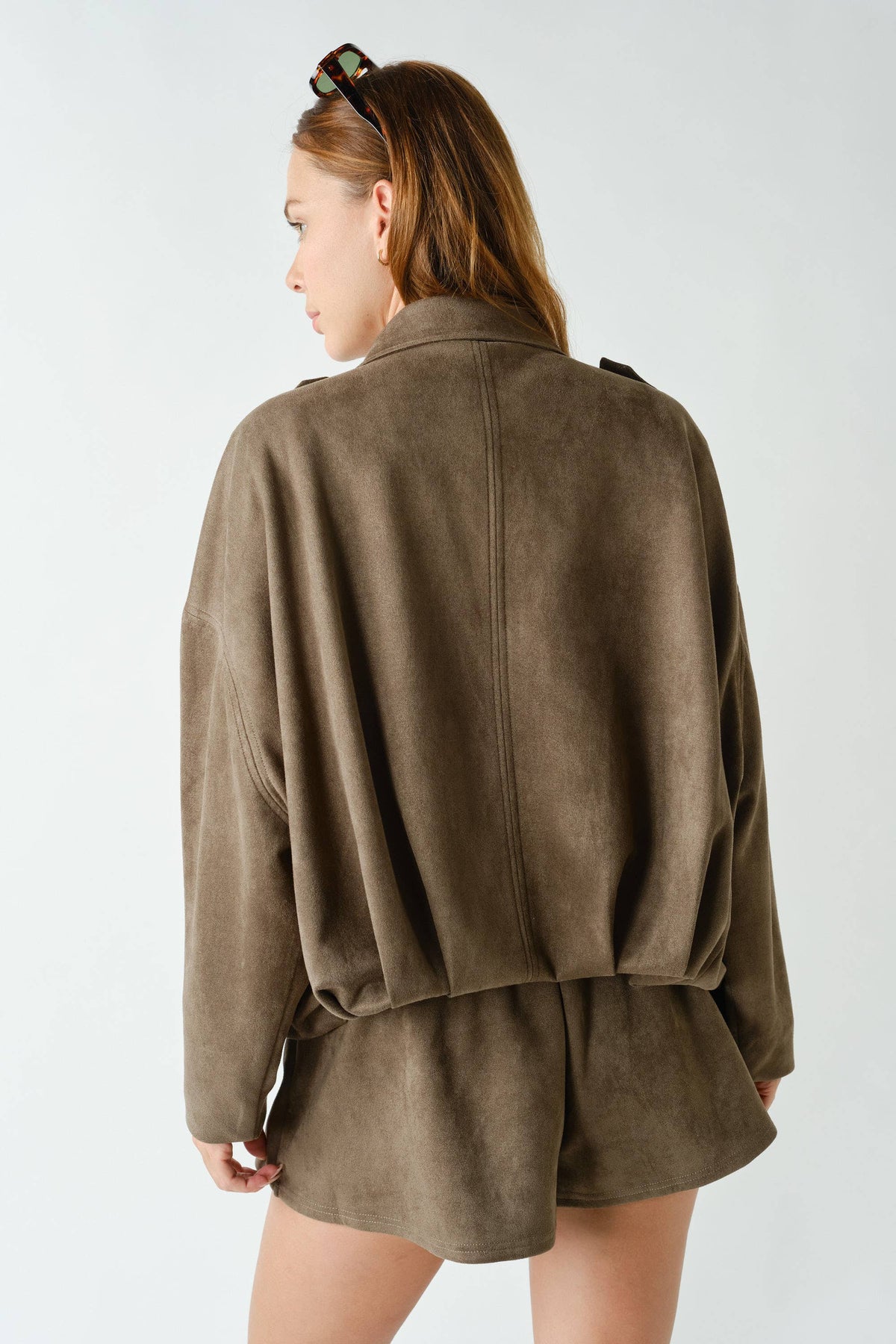 MOJAVE SUEDE-FINISH ZIP-FRONT JACKET