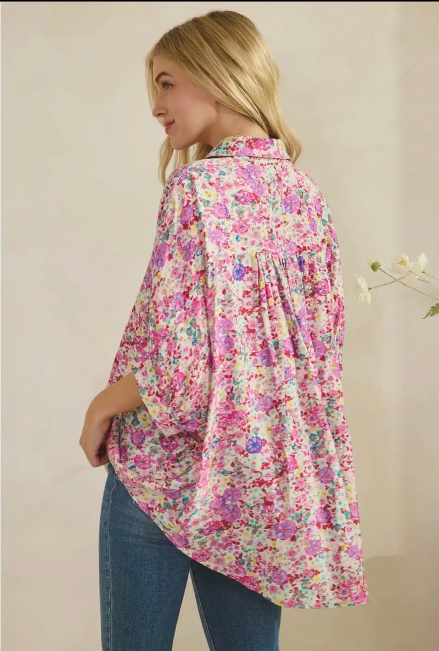 Summer Bloom Button Up Top
