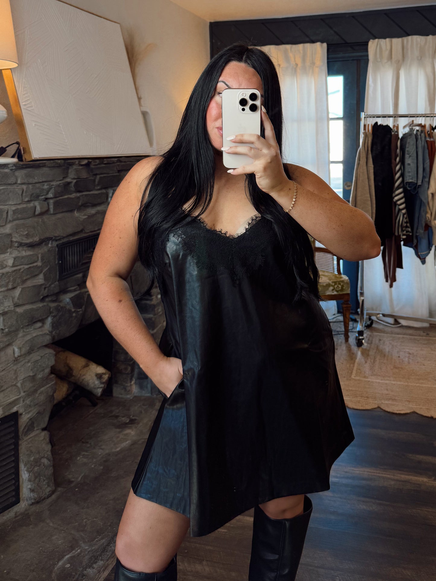 Black Leather Mini Dress