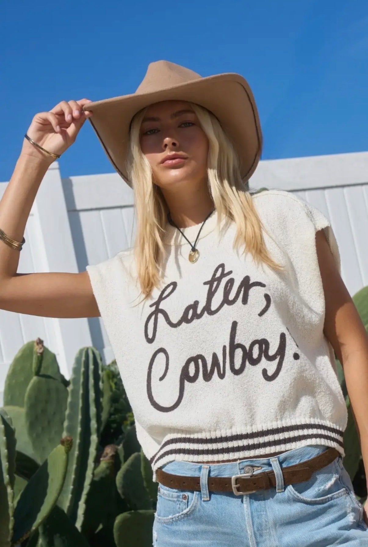 Later Cowboy Graphic Knit Top