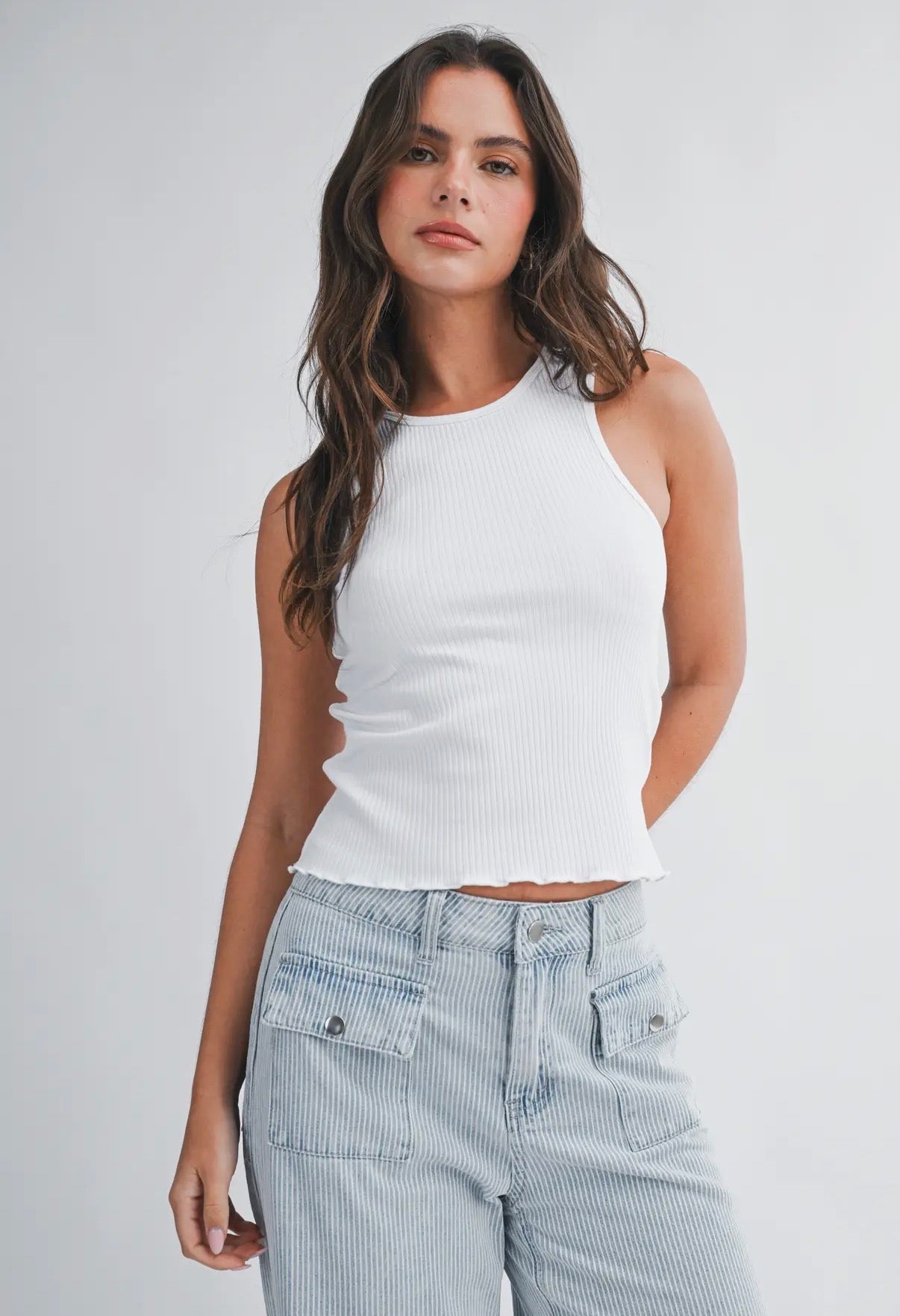 Ribbed Scoop Neck Tank Top