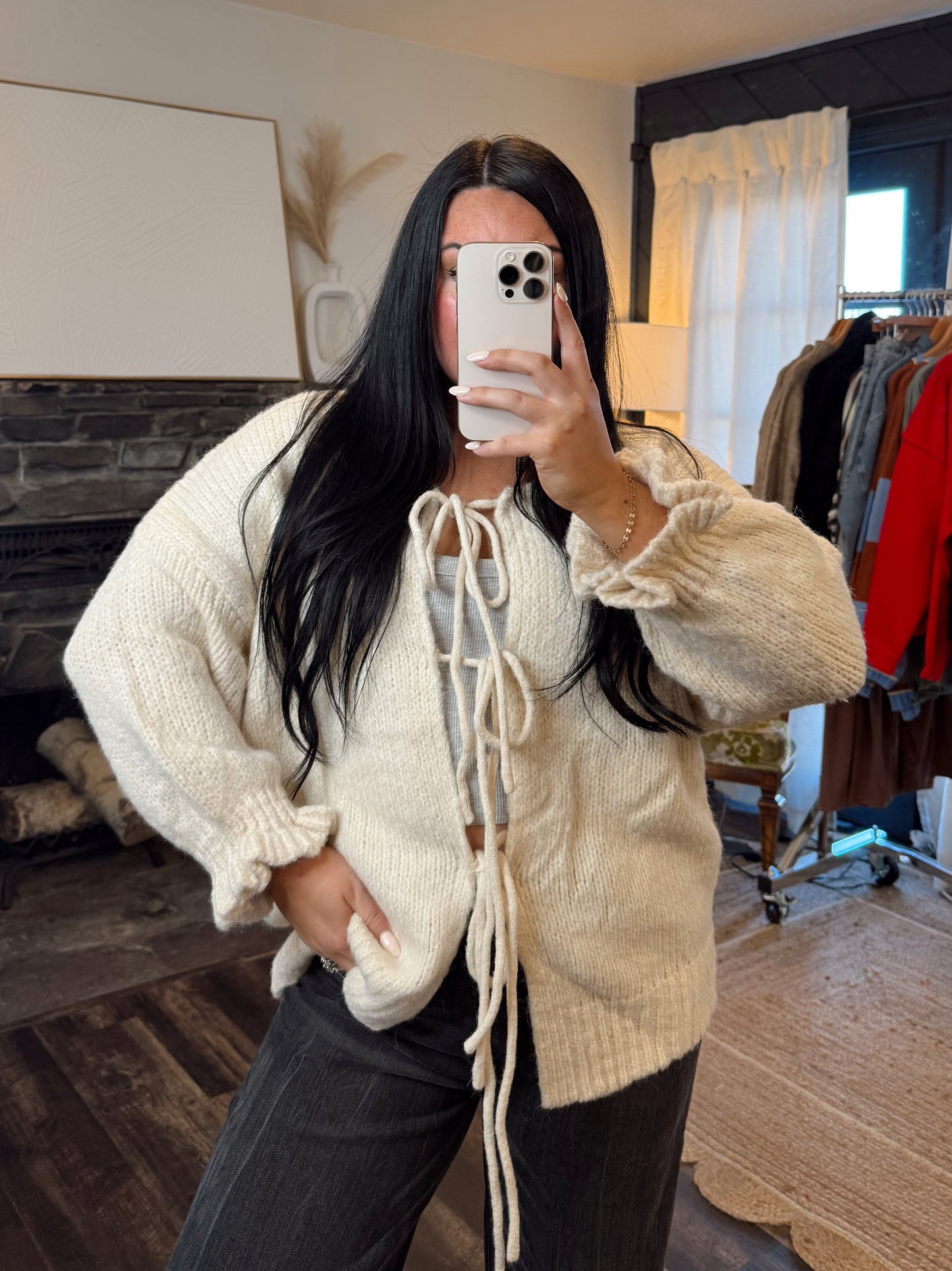 Front Tie Knit Cardigan