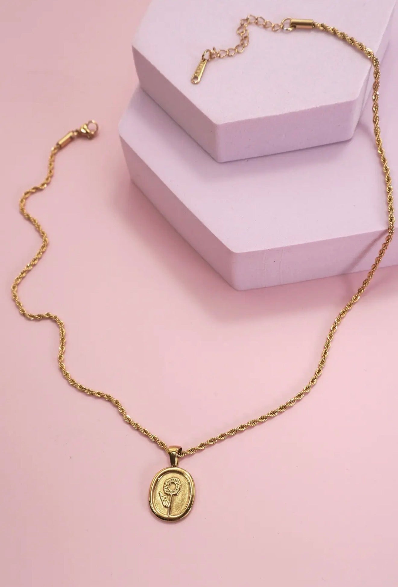 Gold Rose Chain Necklace