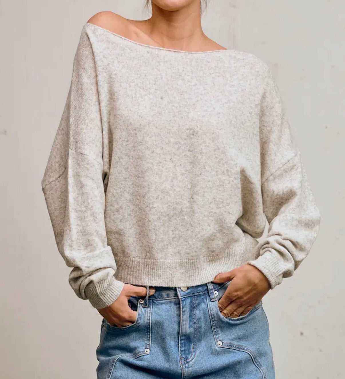 Off-Shoulder Lightweight Sweater