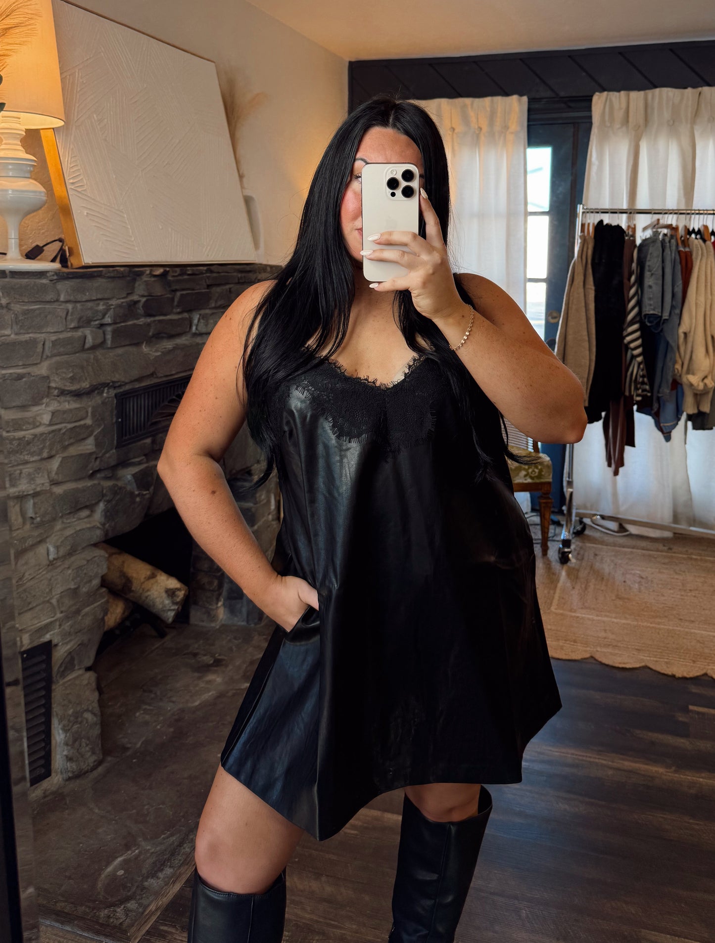 Black Leather Mini Dress