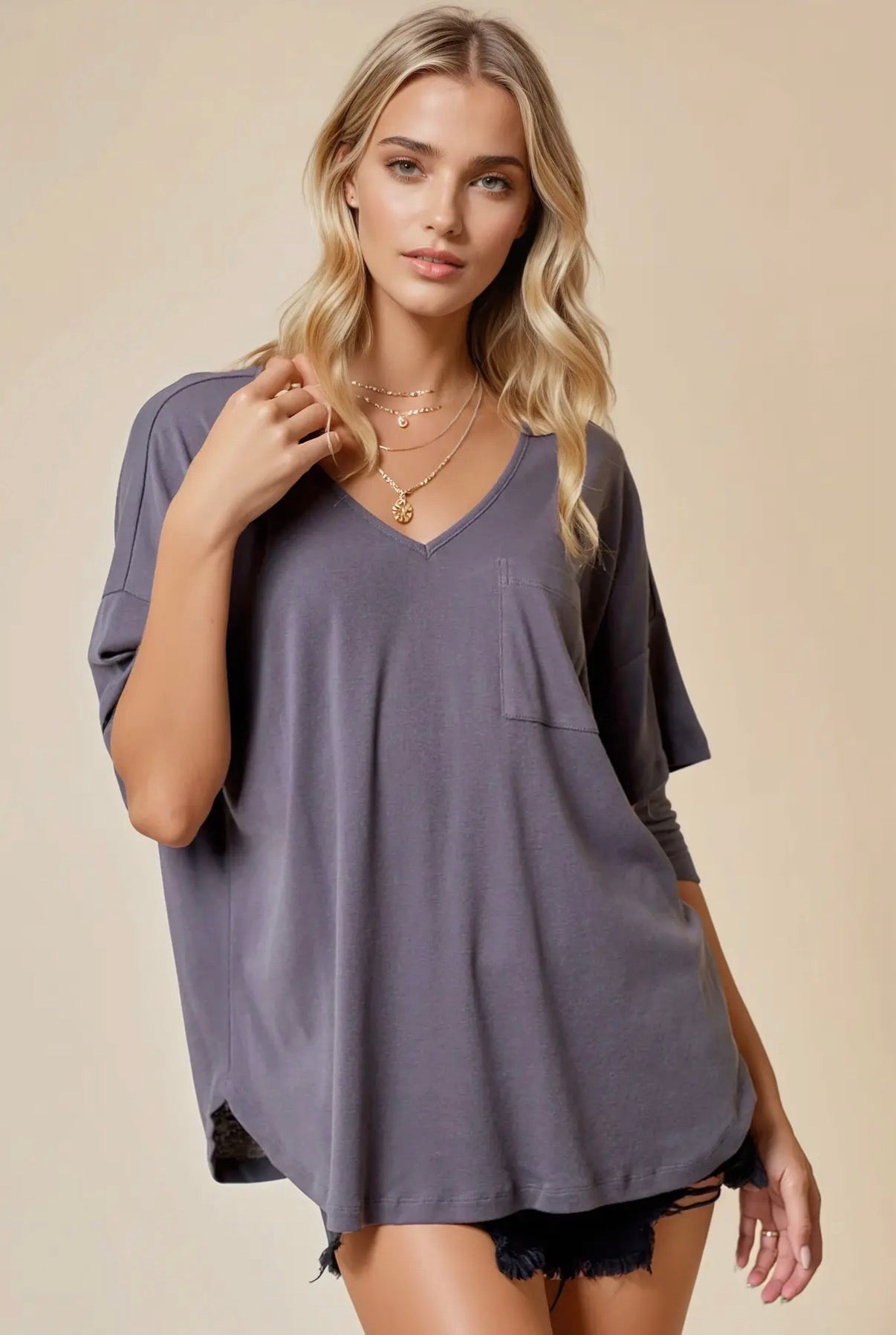 Oversized V Neck Top