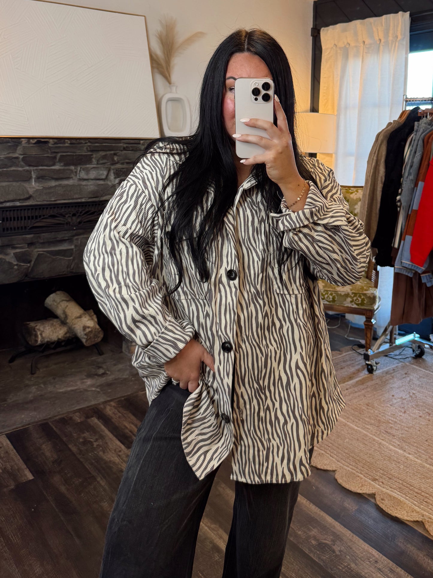 Zebra Button Up Shacket