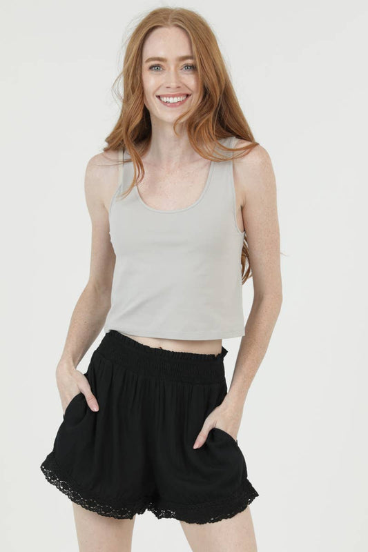 ASIS CROCHET TRIM SHORTS