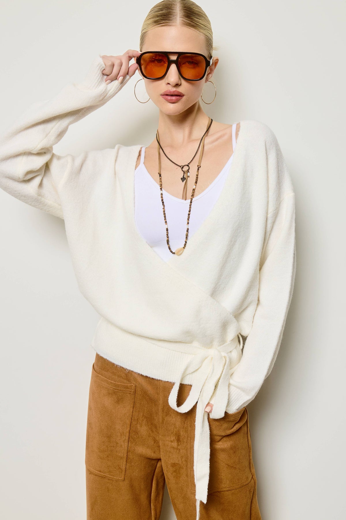 Wrap Knit Cardigan Sweater