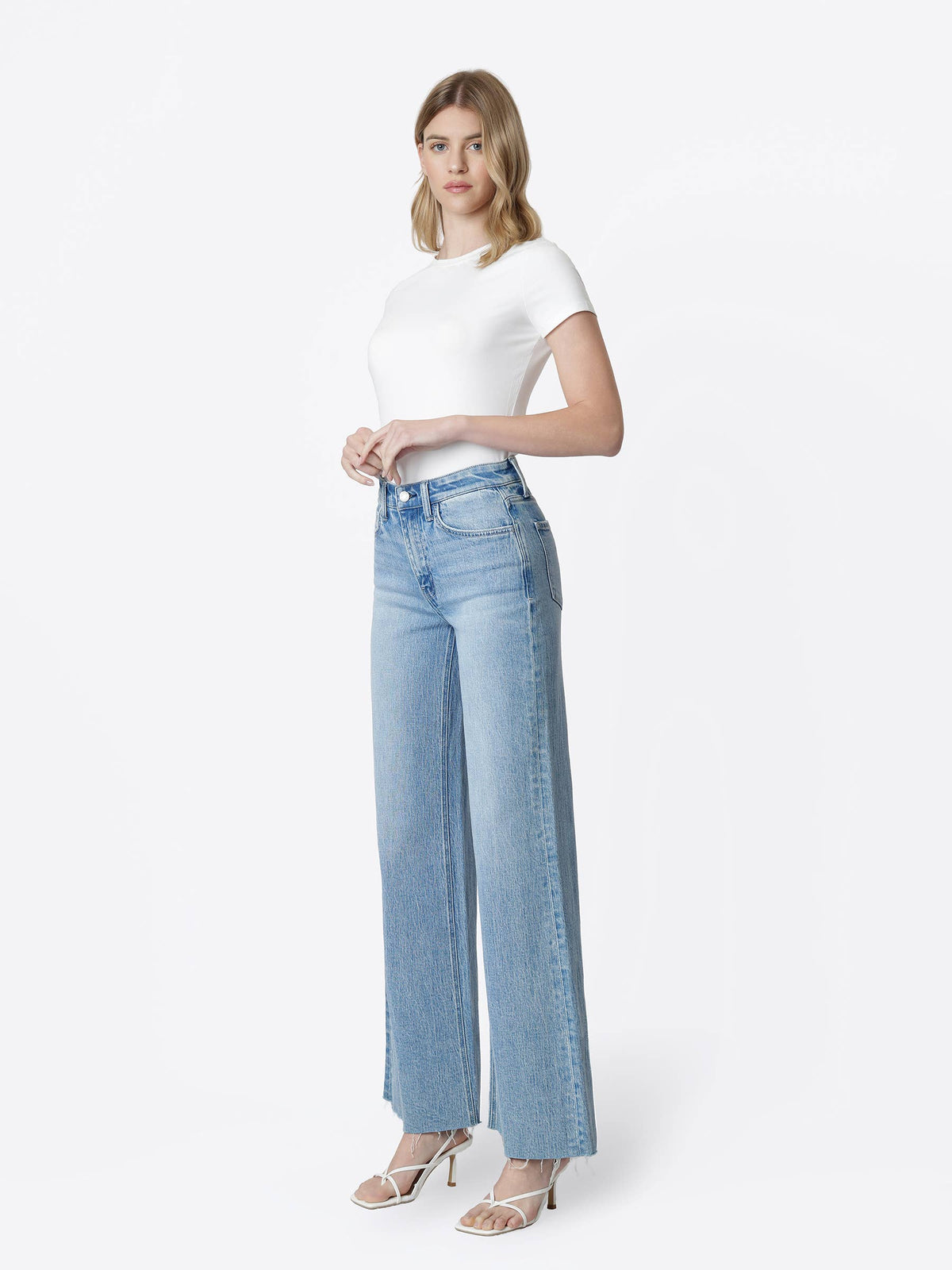 HADLEY CLEAN CUT RAW HEM WIDE JEANS
