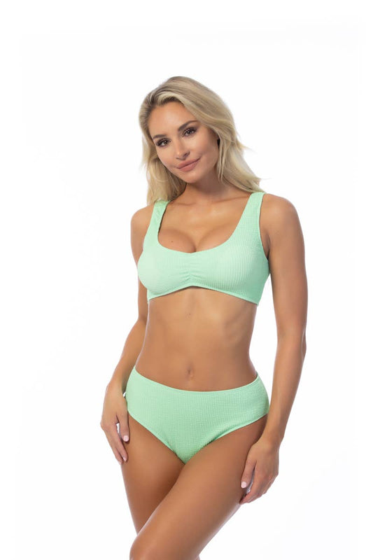 TEXTURED SOLID MINT BIKINI TOP