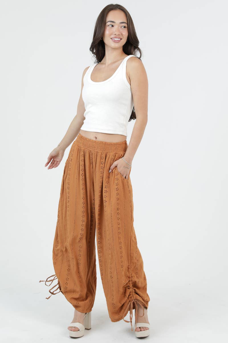 CINCHED SIDE LEG WIDE PANT WITH POCKETS