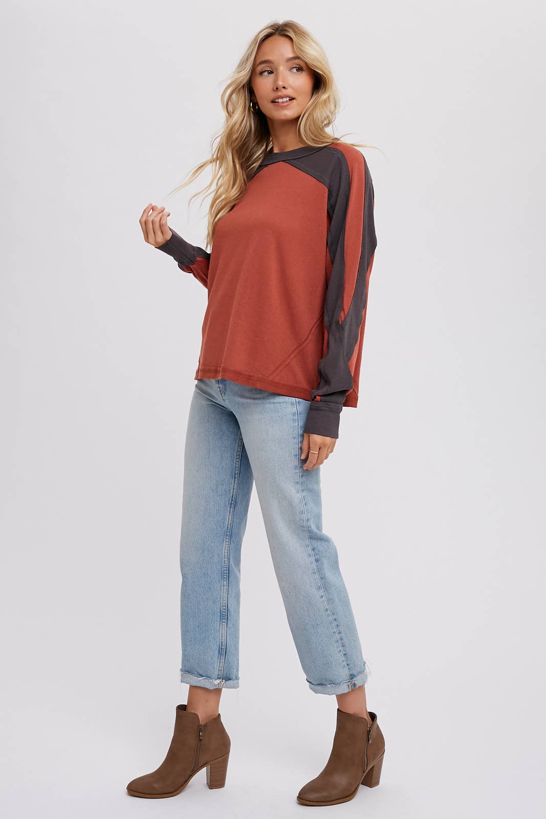 DOLMAN SLEEVED CONTRAST TOP