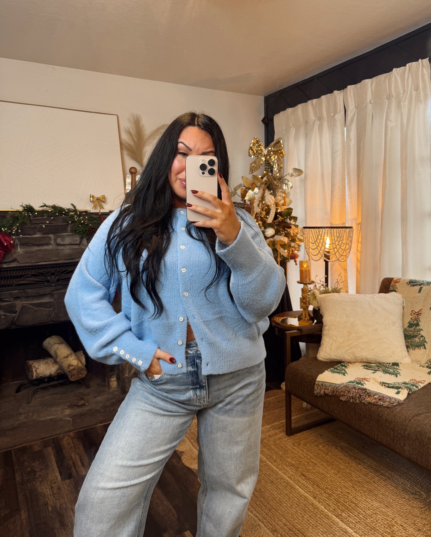 Icy Blue Button Up Cardigan