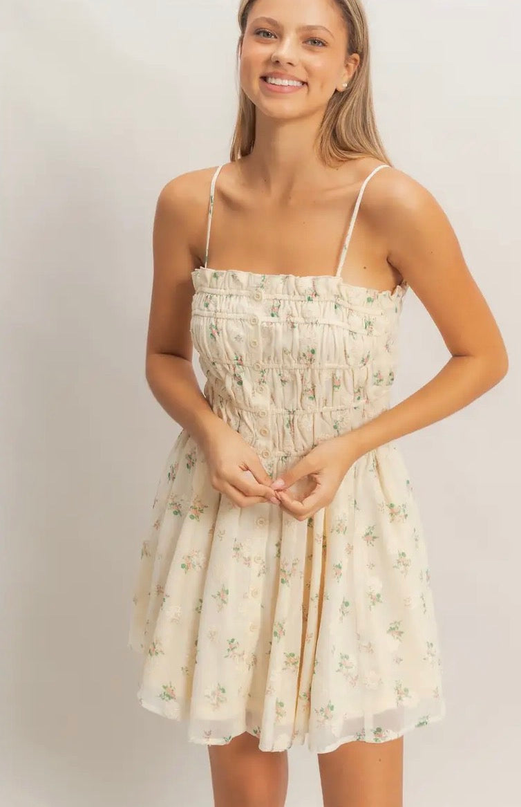 Floral Button Front Mini Dress