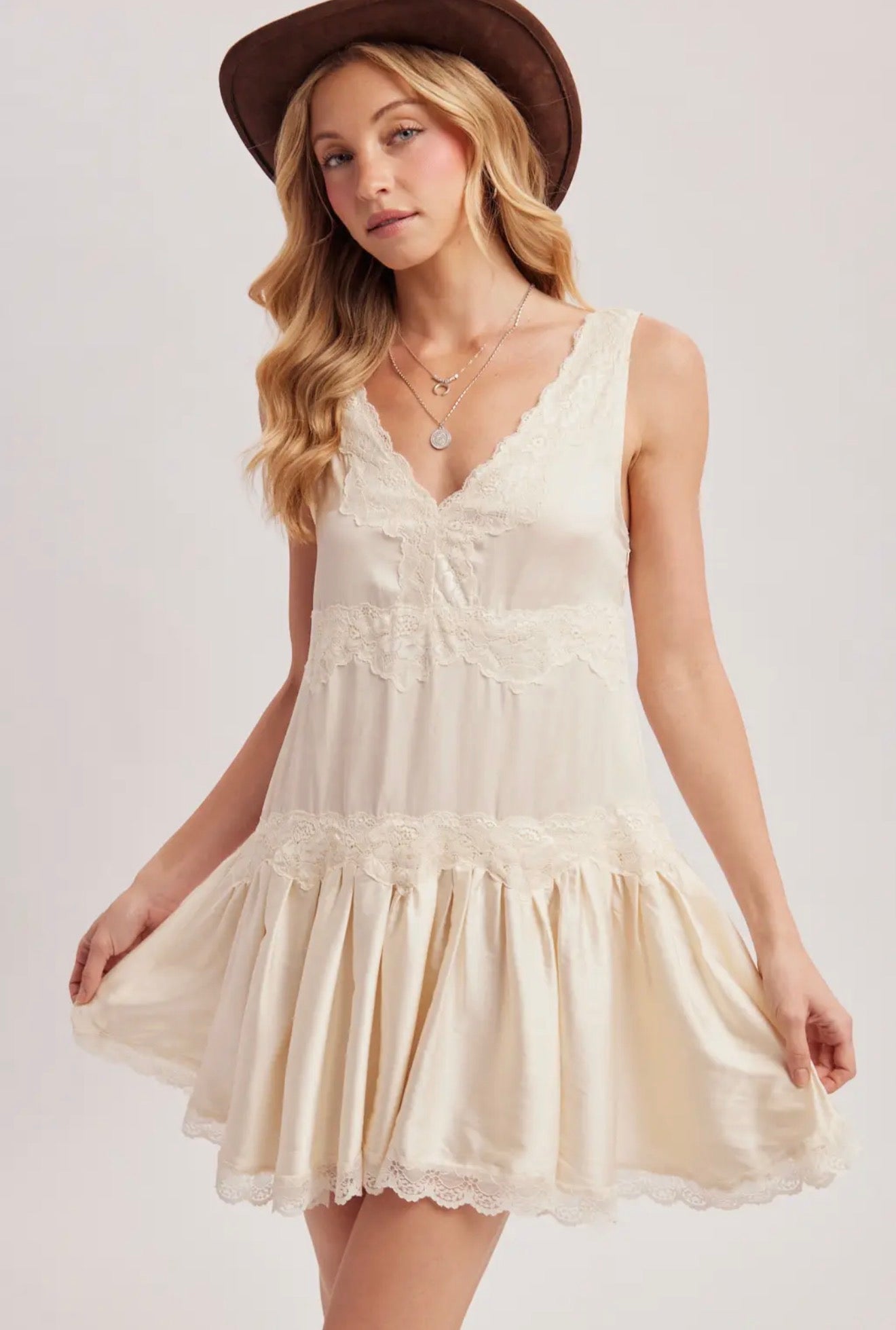 Satin Lace Slip Dress