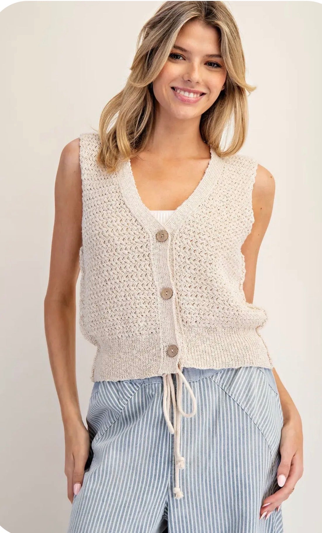 Button Down V Neck Sweater Vest