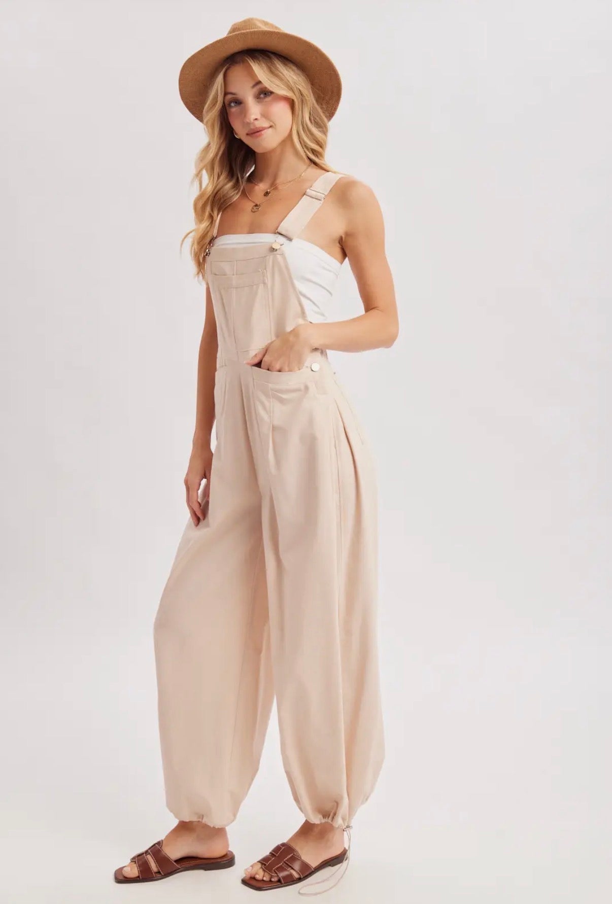 Cream Cargo Overalls