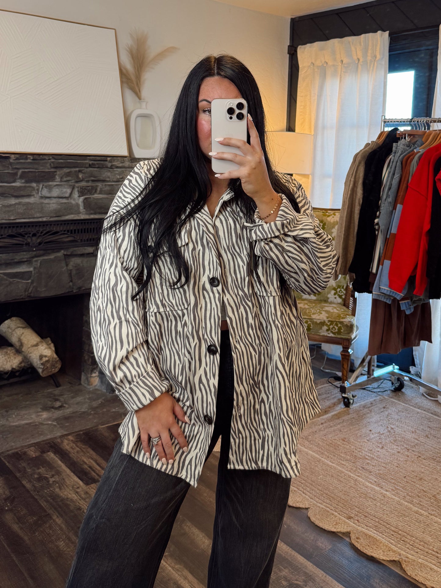 Zebra Button Up Shacket