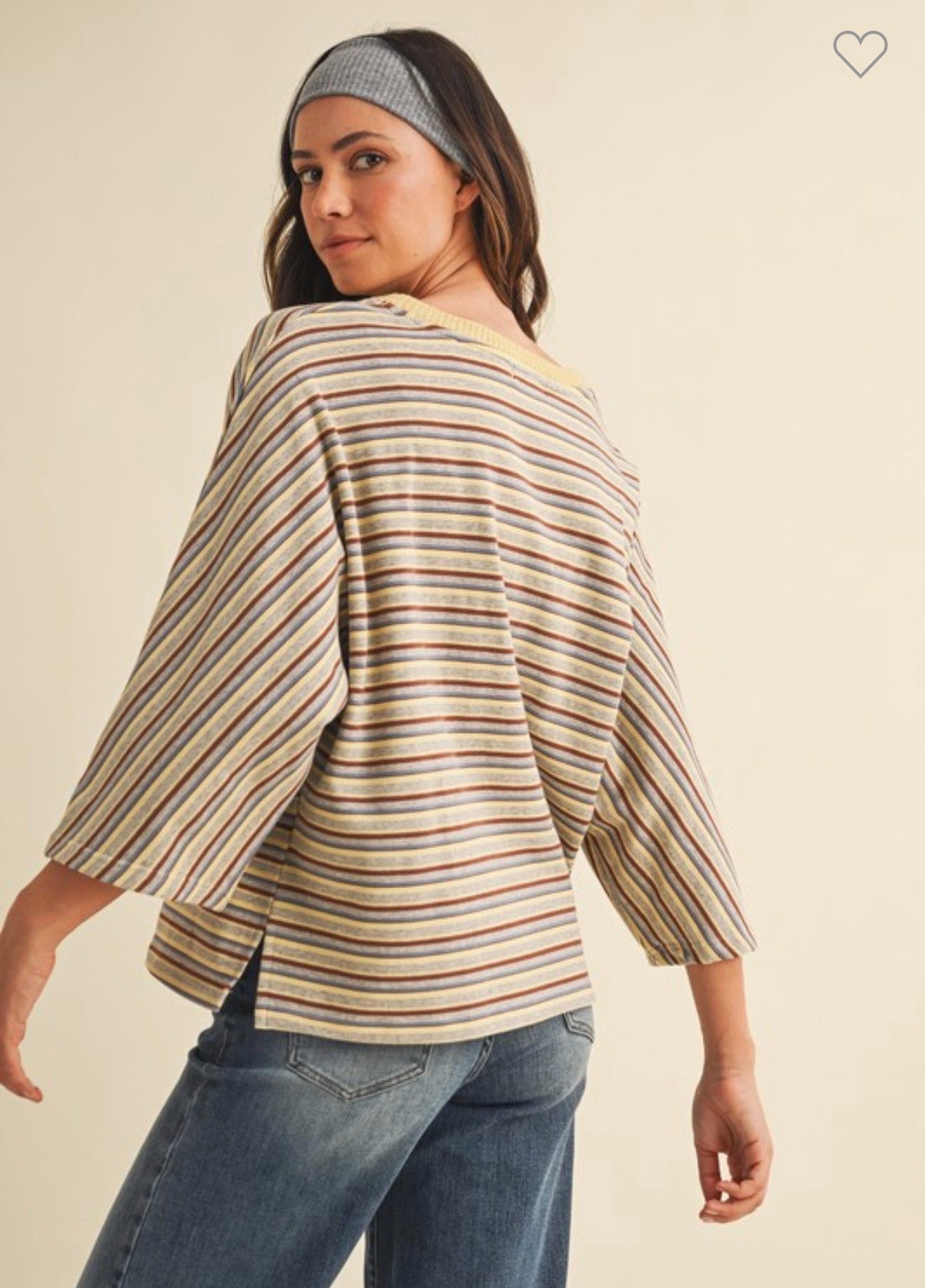 Multi Stripe Butter Dolman Top
