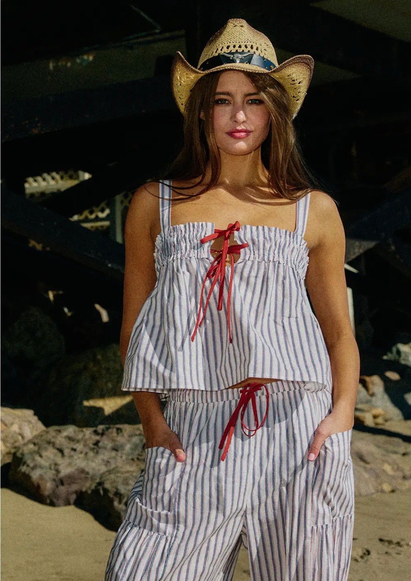 Blue and Red Stripe Top