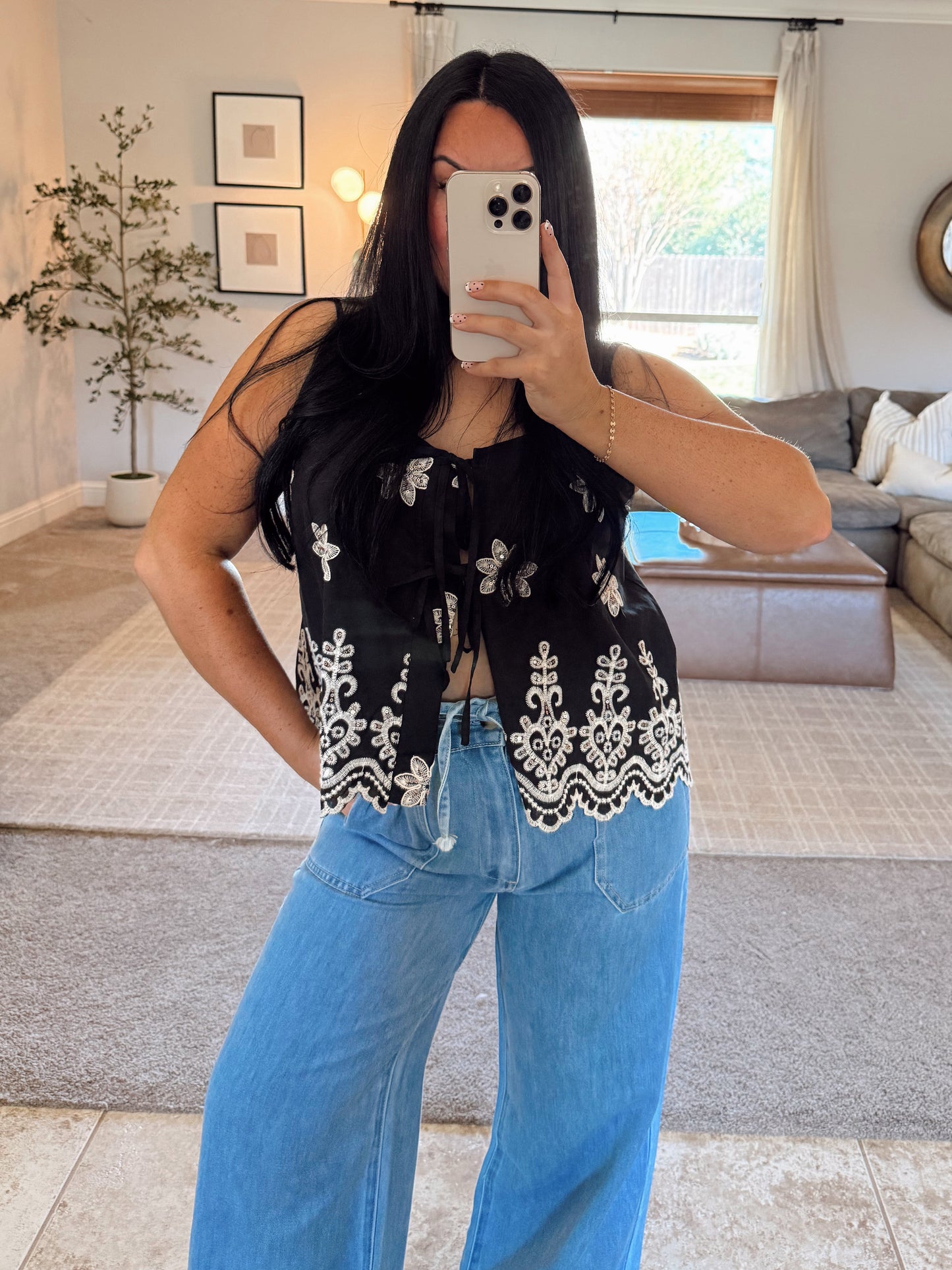 Poppy Eyelet Embroidered Top