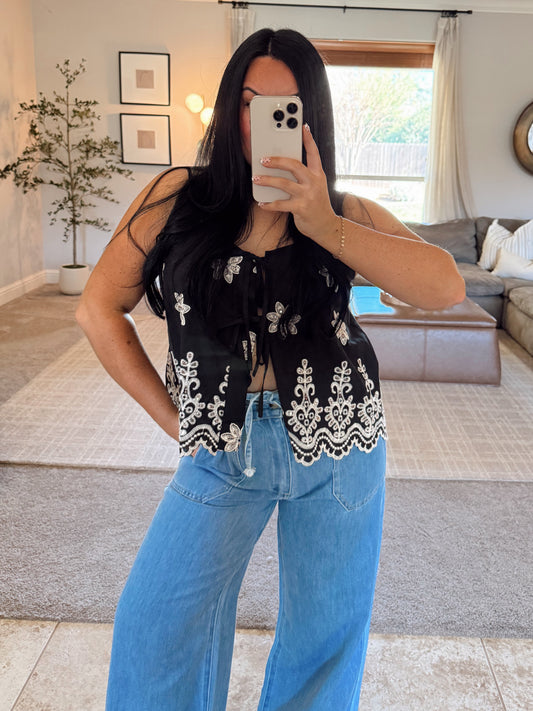 Poppy Eyelet Embroidered Top