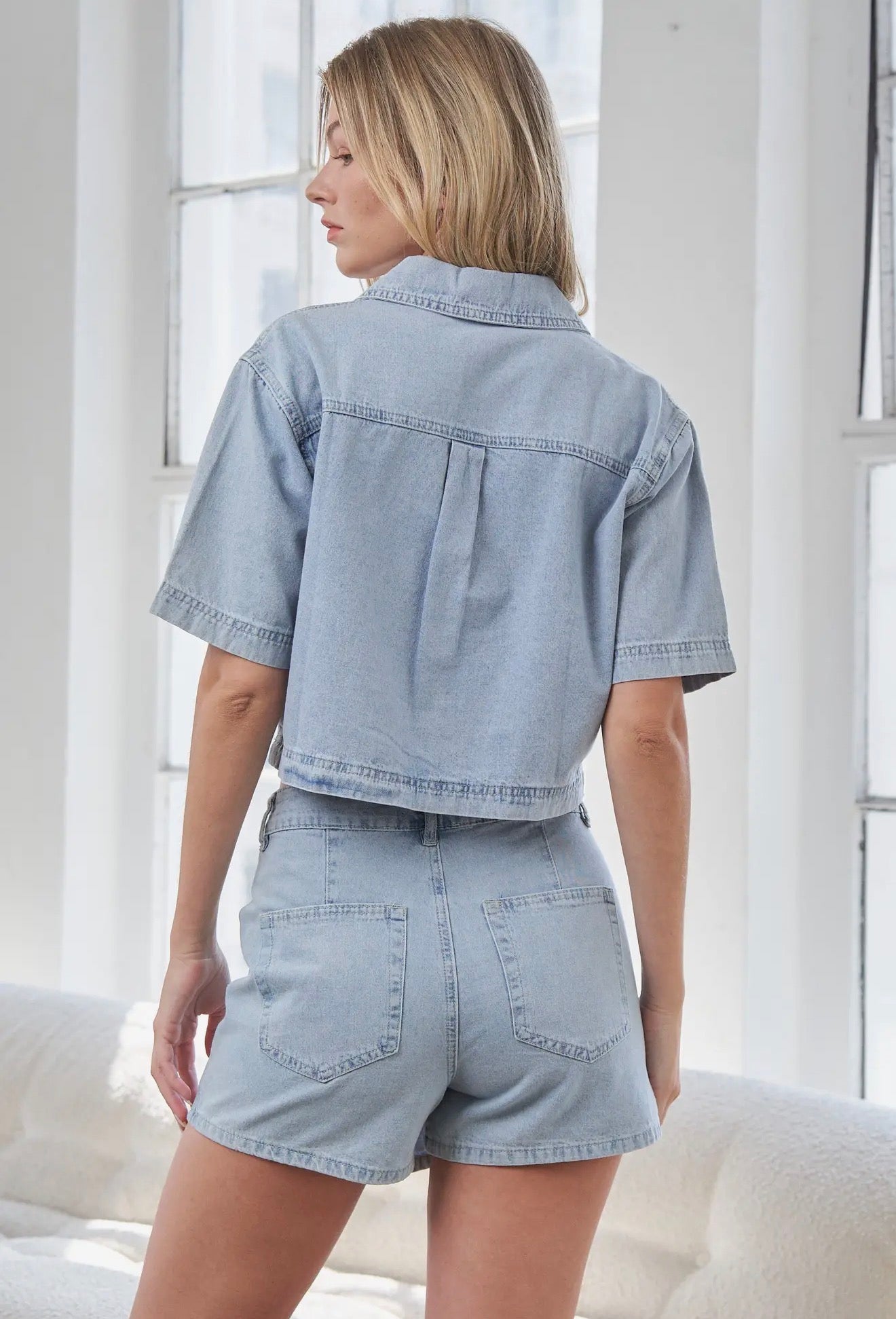 Denim Crop Boxy Top