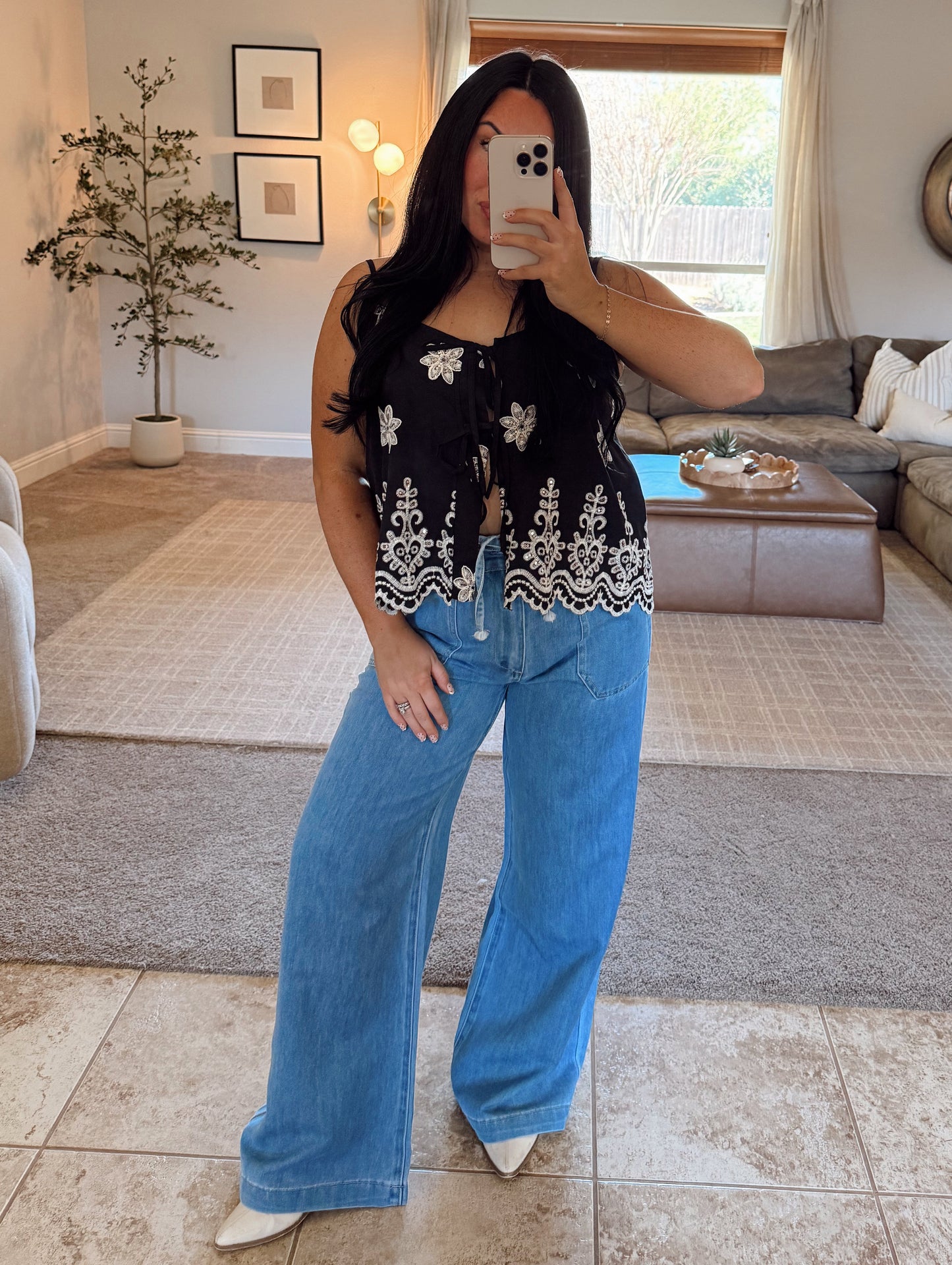 Poppy Eyelet Embroidered Top