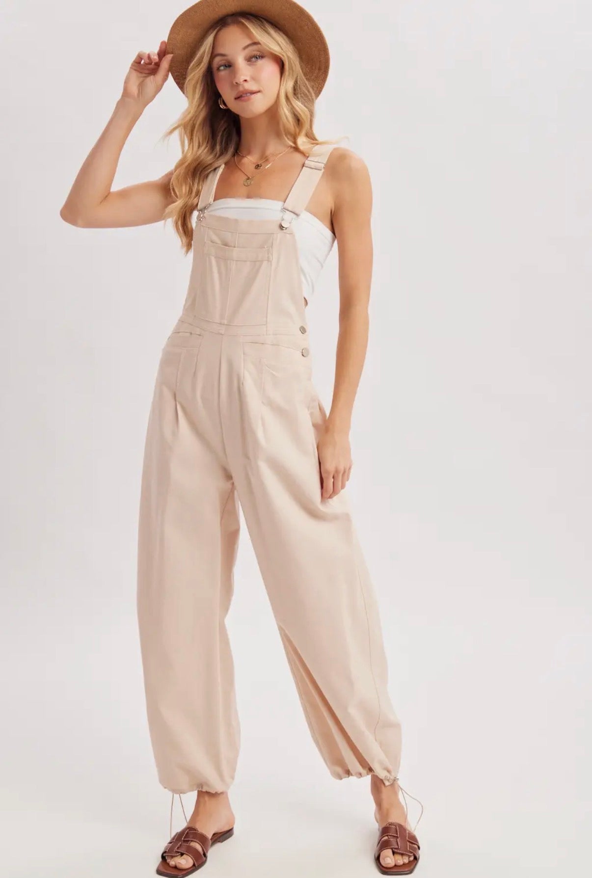 Cream Cargo Overalls